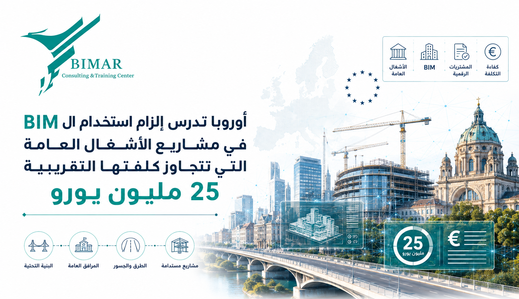 أوروبا تدرس إلزام استخدام ال BIM في مشاريع الأشغال العامة التي تتجاوز كلفتها التقريبية 25 مليون يورو