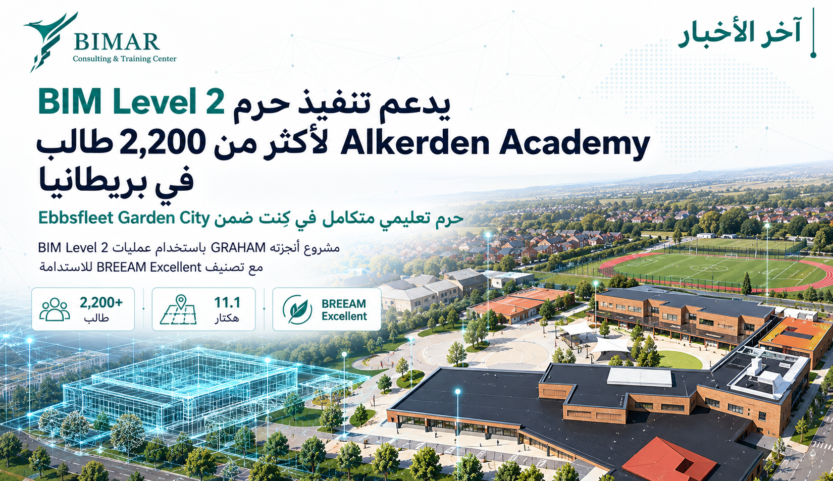 BIM Level 2 يدعم تنفيذ حرم   Alkerden Academy لأكثر من 2,200 طالب في بريطانيا
