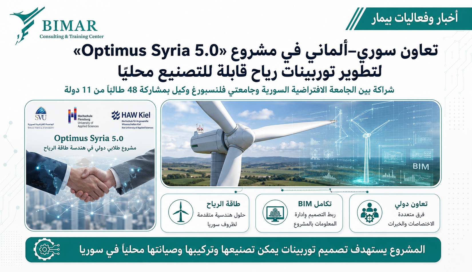 تعاون أكاديمي سوري–ألماني يوظف BIM والطاقة المتجددة لتطوير توربينات رياح قابلة للتصنيع والتشغيل محليًا في سوريا