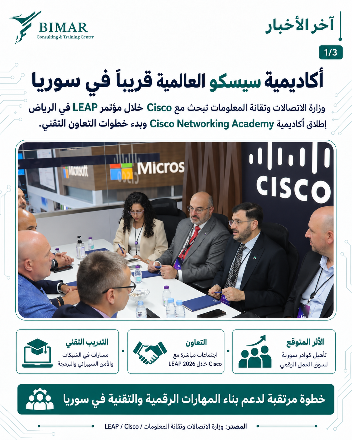 أكاديمية Cisco العالمية تستعد لدخول سوريا ضمن خطوات مرتقبة لتعزيز المهارات الرقمية والتقنية